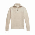 Waffle-Knit Wool-Cotton Quarter-Zip Sweater