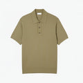 Fluid Ribbed Knit Polo Collar Sweater